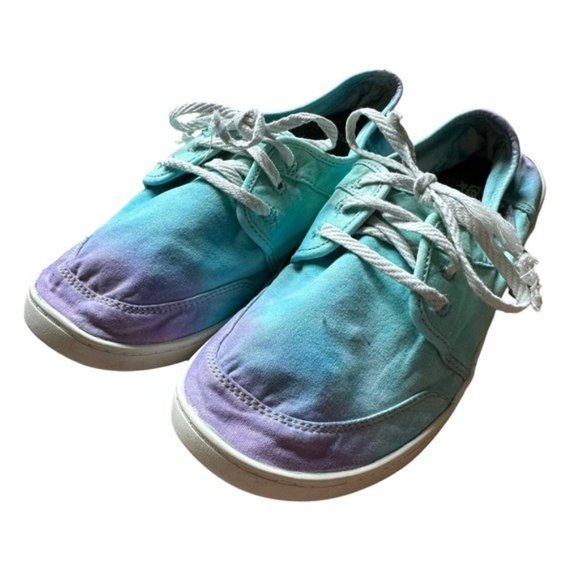 Sanuk Cool Slip On Ombré Tie Dye Blue Purple Green Surfer Boho Canvas Shoes 10 - Picture 6 of 11